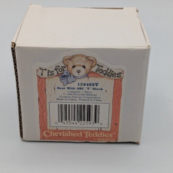 Cherished Teddies Bear with ABC "V" Block (158488V) 1995 - Picture 8 of 10